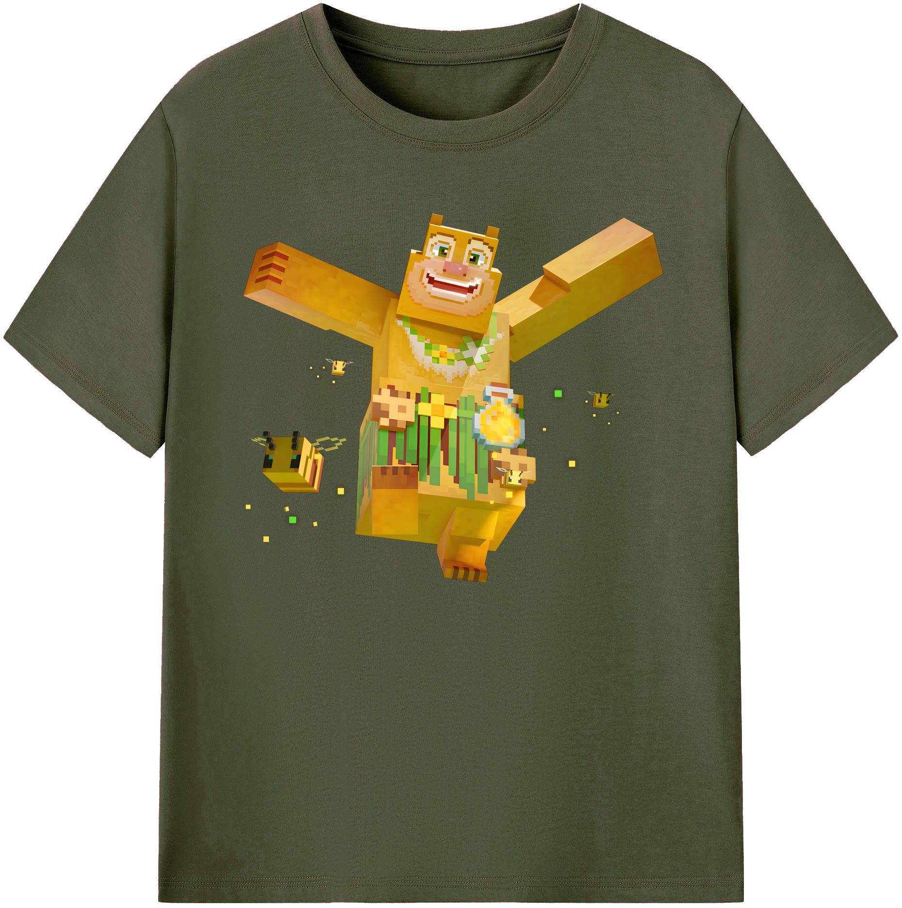 （画像用） マインクラフト ブロックの世界 Minecraft MC Block world 綿100％ メンズ半袖Tシャツ｜肌触りやわらか＆通気性